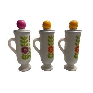 Vintage 3 1970's Avon Dutch‎ Treat Demi-Cup Frosted Glass Collection.